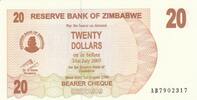 Africa ZIMBABWE P.40 - 20 dollar 2006 UNC -