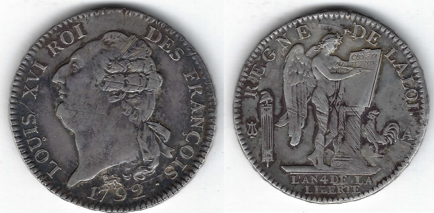 France / Frankreich Ecu de 6 Livres 1792 A Constitution / Louis XVI SS