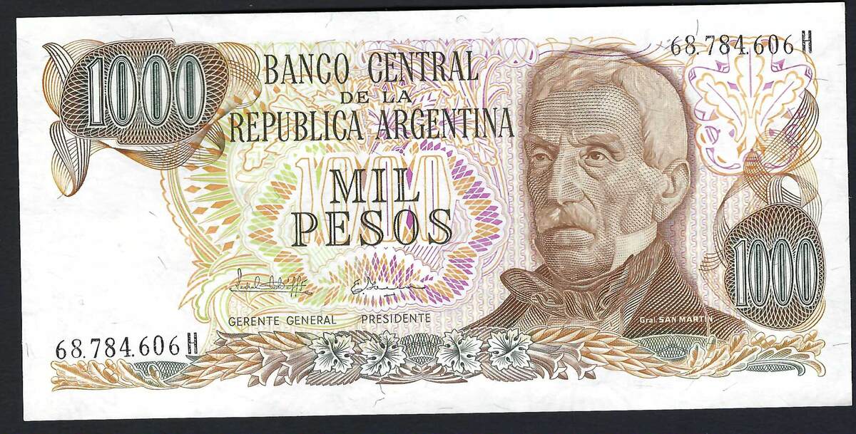 Argentine / Argentina 1000 Pesos 1980 1982 Banco Central De La