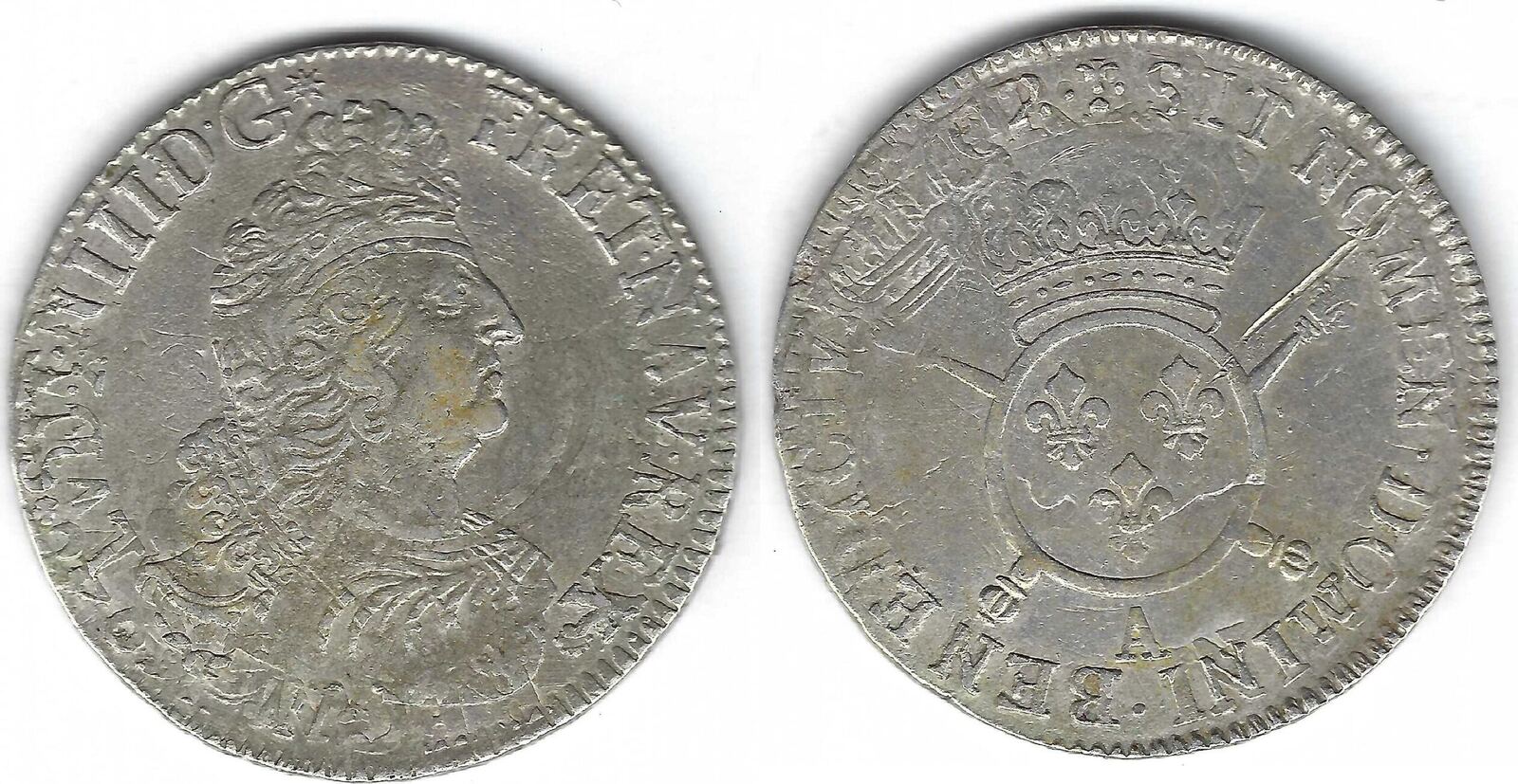 France / Frankreich / Paris 1/2 écu aux insignes 1702 A Louis XIV (1643