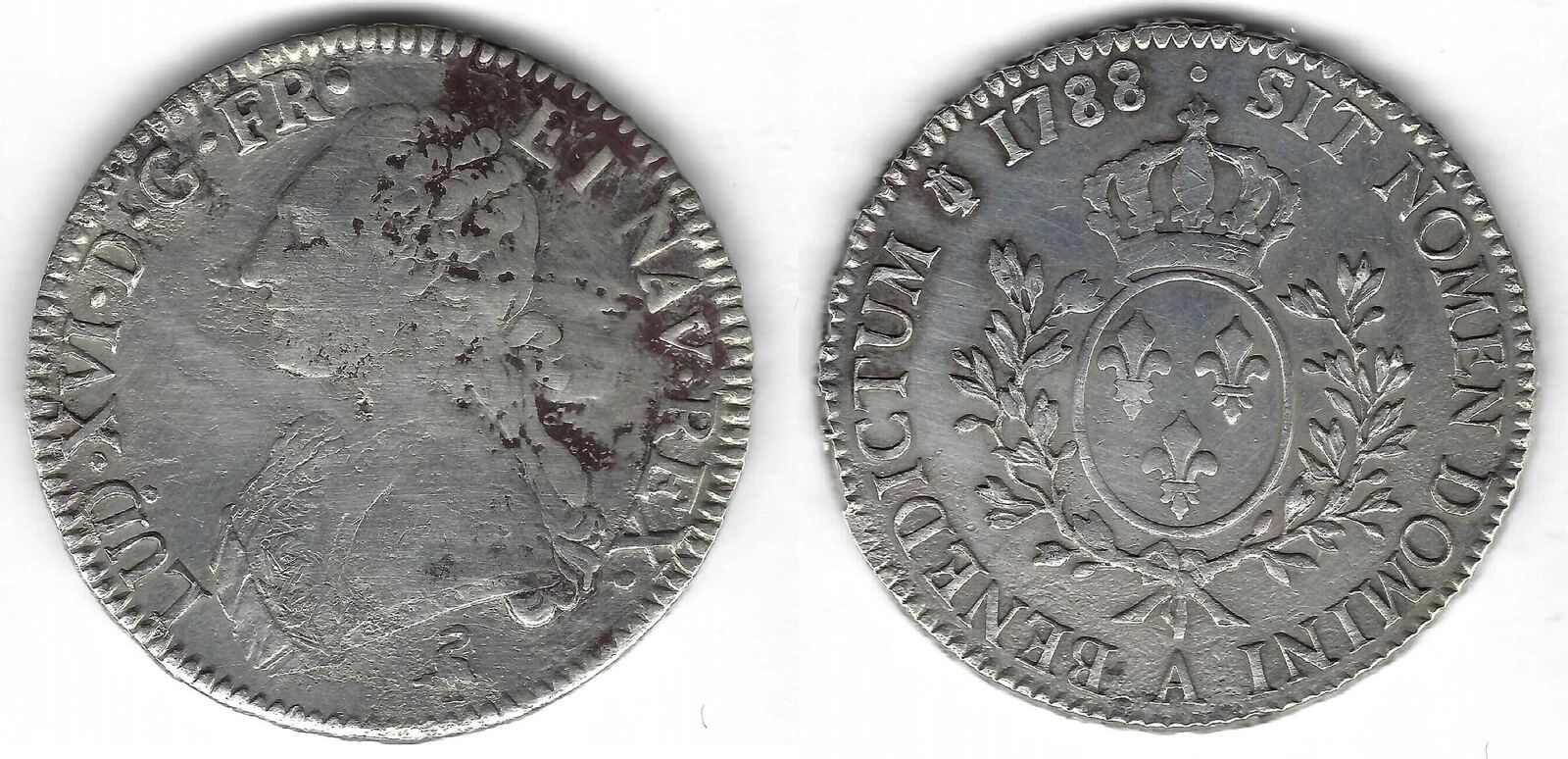 France / Frankreich / Paris Ecu aux branches d'olivier 1788 A Louis XVI
