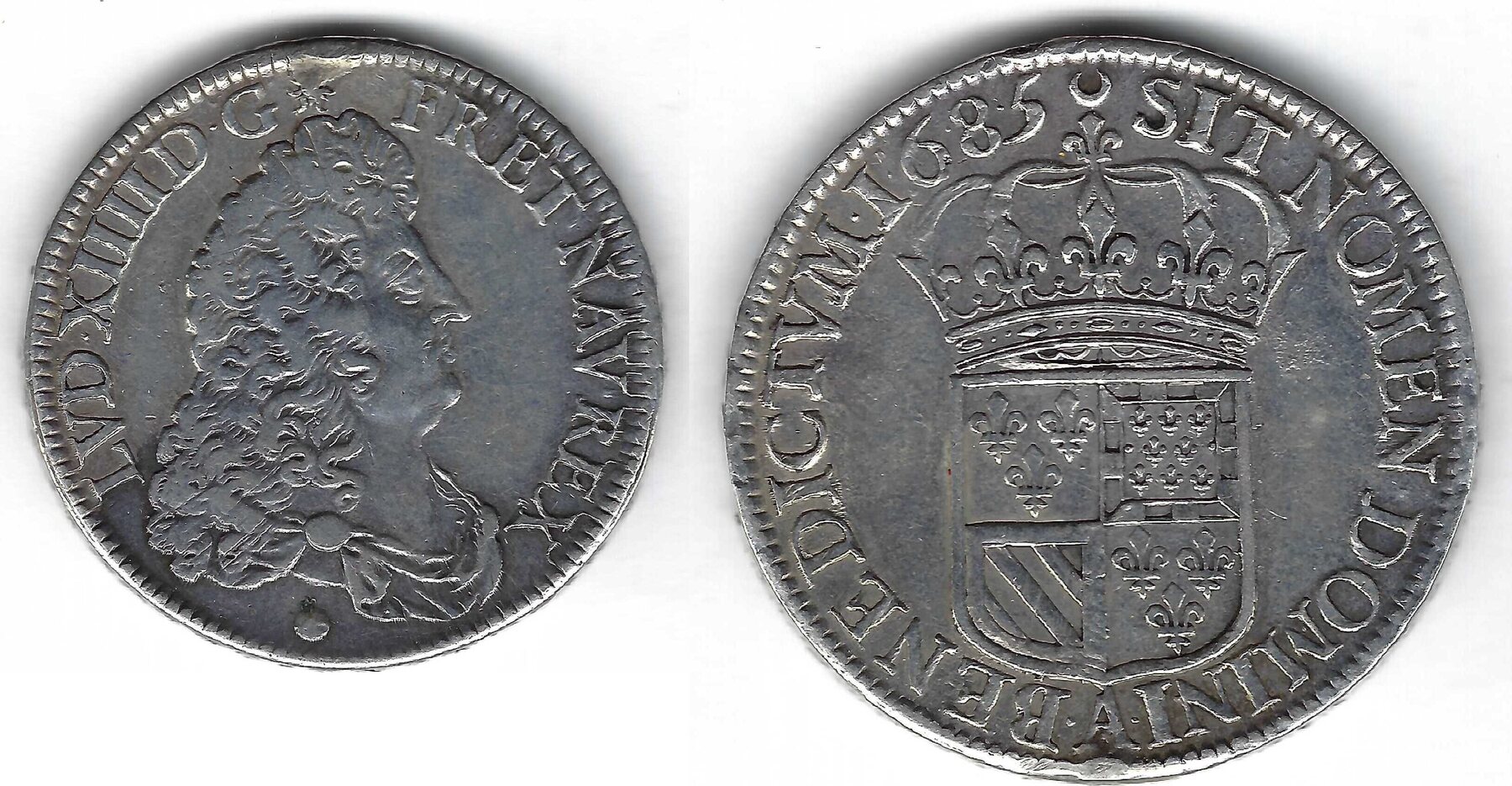 France / Frankreich 1/2 ecu de Flandre 1685 A Louis XIV (1643 1715