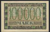 Wurttemberg / Wuerttemberg 100000 Mark 15/06/1923 Württembergische Notenbank VZ +