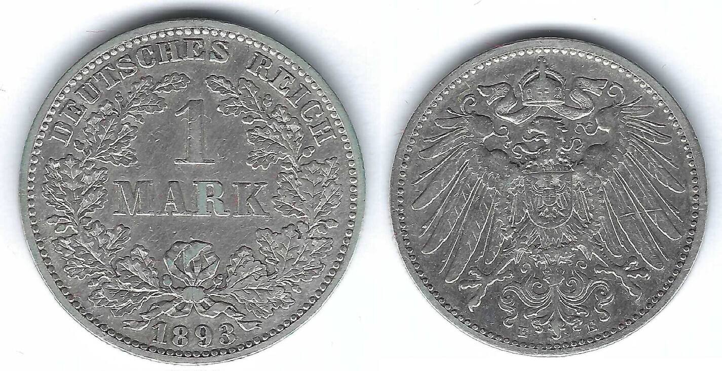 Allemagne / Deutschland / Germany 1 Mark 1893 E Kaiserreichs SS | MA-Shops