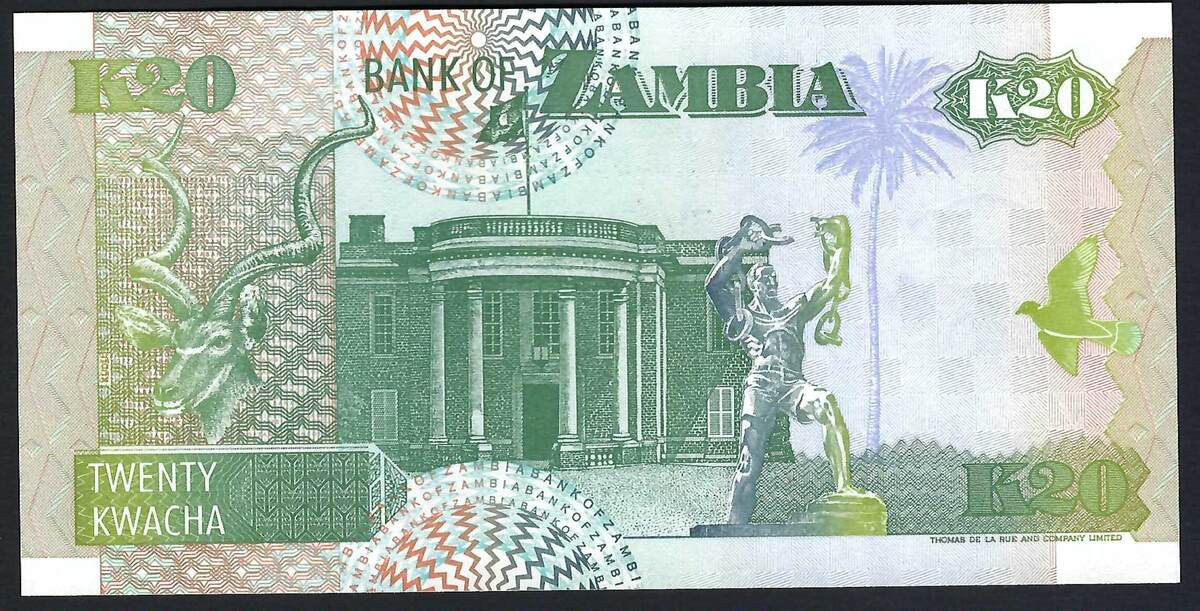 Zambie Zambia 20 Kwacha 1992 Bank Of Zambia Spl Ma Shops