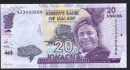 Malawi 20 Kwacha Reserve Bank of Malawi -