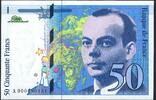 France / French / Frankreich 50 Francs Saint Exupéry Petit numéro A.000000131 -