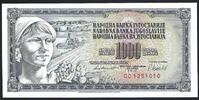 Yougoslavie / Yougoslavia 1000 Dinara Narodna Banka Jugoslavije -