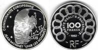 100 Francs / 15 Ecus 1992 France / Frankreich Jean Monnet PP