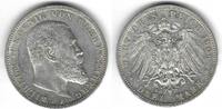 3 Mark 1908 F Wurttemberg / Wuerttemberg Wilhelm II SS+  (Randfehler)