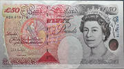   Bank of England 50 pound note, 1994 issue, portrait of Sir John Hublon  126,64 EUR  zzgl. 21,68 EUR Versand