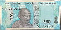   Indian 50 rupee banknote (issued in 2017, Mahatma Gandhi Hampi ruins)  2,60 EUR  zzgl. 26,02 EUR Versand