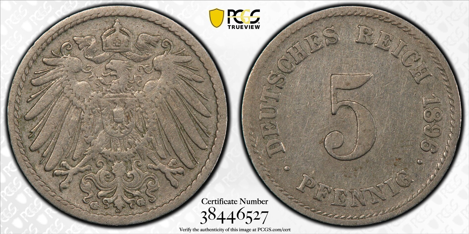 Germany-Empire RAREST OF ALL 5 PFENNIGS! 1896-G 5 Pfennig, KM-11, PCGS ...