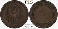 Germany-Empire Germany 1873-D 1 Pfennig, KM-5, PCGS AU50 Pfennig 1873-D PCGS AU50