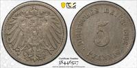 Germany-Empire RAREST OF ALL 5 PFENNIGS! 1896-G 5 Pfennig, KM-11, PCGS VF30 5 Pfennig 1896-G PCGS VF30