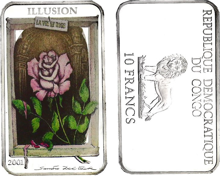 Kongo 10 Francs 01 Illusion La Vien En Rose Sandro Del Prete Pp Mit Farbmotiv Ma Shops