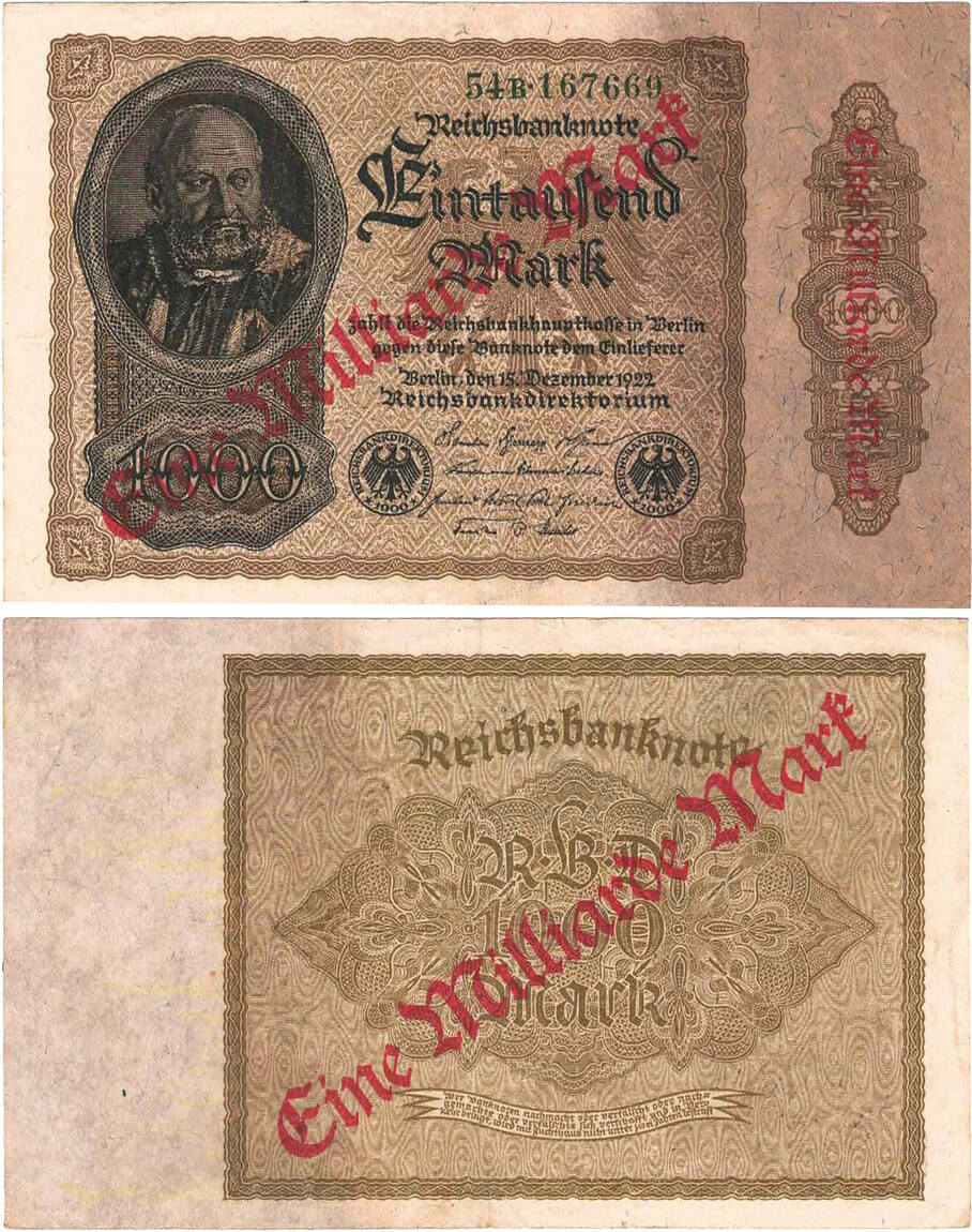 Deutschland 1 Milliarde Mark 1922 Auf 100 Mark-Schein