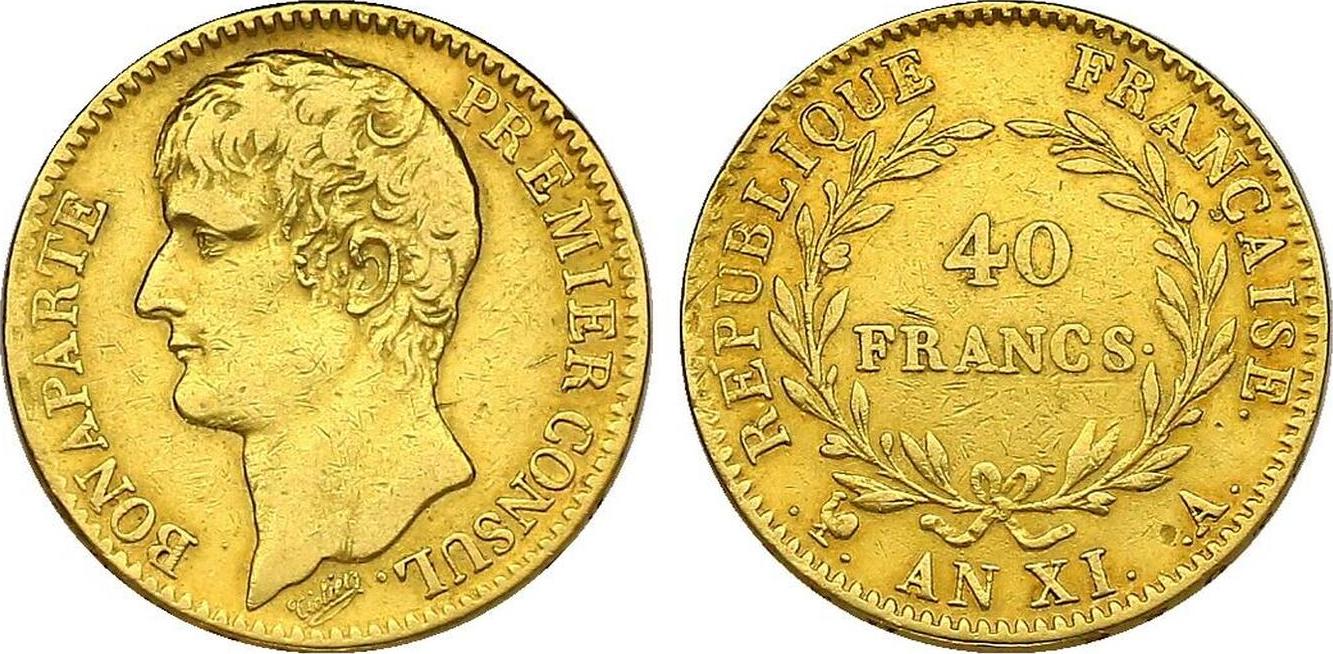 Frankreich 40 Francs 1803 A (XI) Napoleon I. als Konsul (1799 1804