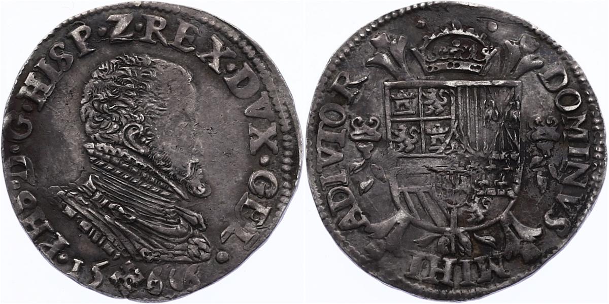 Spanische Niederlande 1/4 Taler 1566 Philipp II. (1556 1598) ss/f.vz