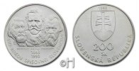Slowakei 200 Kronen/Korun 150 Jahre Slowakische Sprache (J.M. Hurban, C. Stúr, M.M. Hodza)