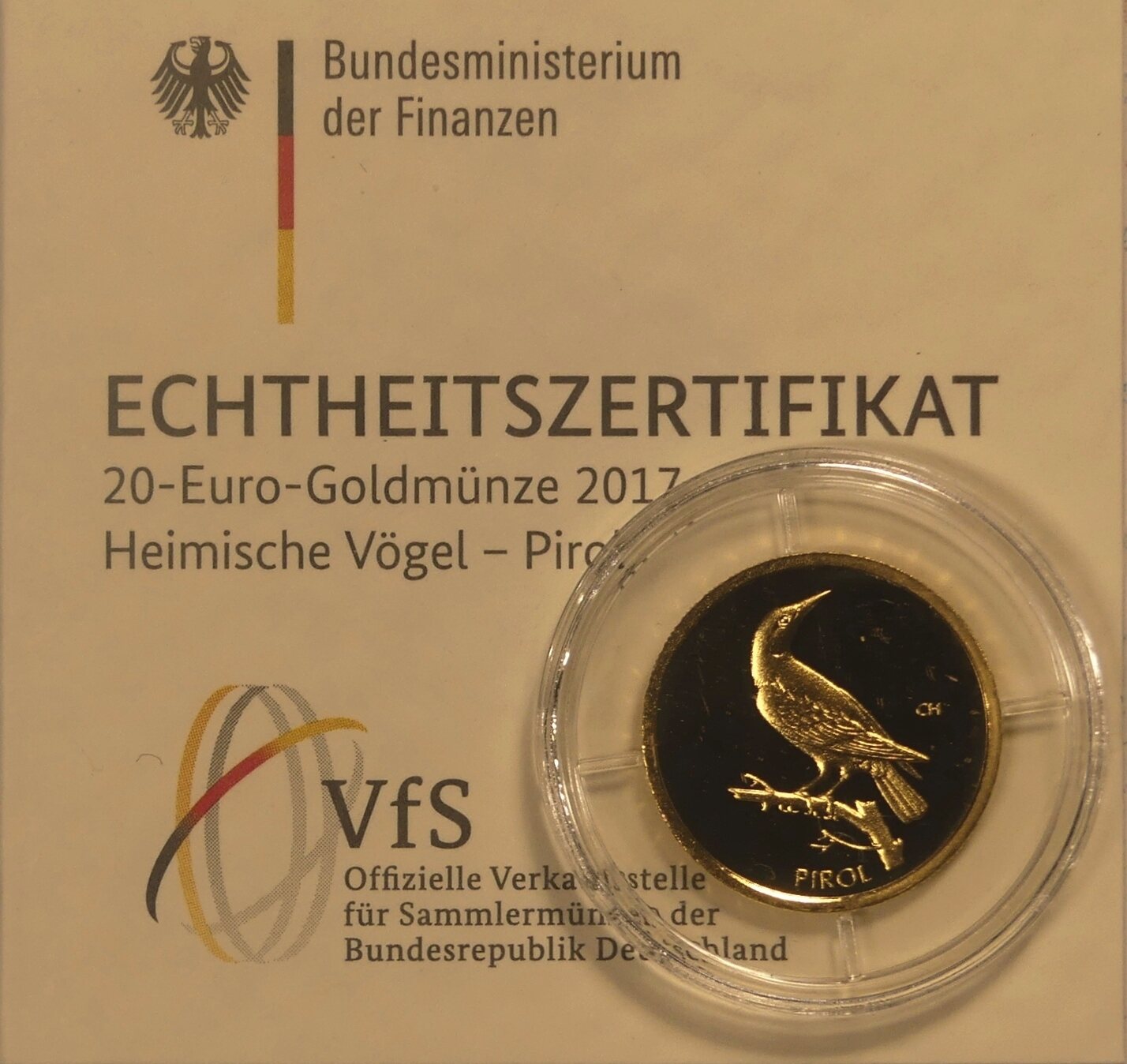 Bundesrepublik €20 Pirol 2017-F LAGER-RÄUMUNG ! Heimische Vögel - Pirol ...