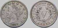 USA 5 Cents 1883 Liberty Nickel mit CENTS (seltener!) ein gutes ss