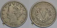 USA 5 Cents 1891 Liberty Nickel mit CENTS (seltener!) s-ss