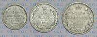 Russland Lot 10 Kop, 15 Kop. 20 Kop. Tsar Nikolaus II -