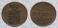 Altdeutschland Sachsen 1 Pfg König Friedrich August II. -