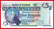 Nordirland £5 2008 Letzte Papiernote Bank of Ireland Belfast I = Kassenfrisch
