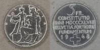 5 Franken 1948 Schweiz 100 Jahre Bundesstaat vz/St.