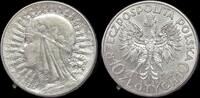 10 Zlotych 1932 Polen Königin Jadwiga vz, kleine Kratzer
