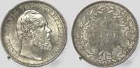 ½ Gulden 1870 Altdeutschland Württemberg König Karl vz/St., winzige Kratzer, selten in dieser Erhaltung!