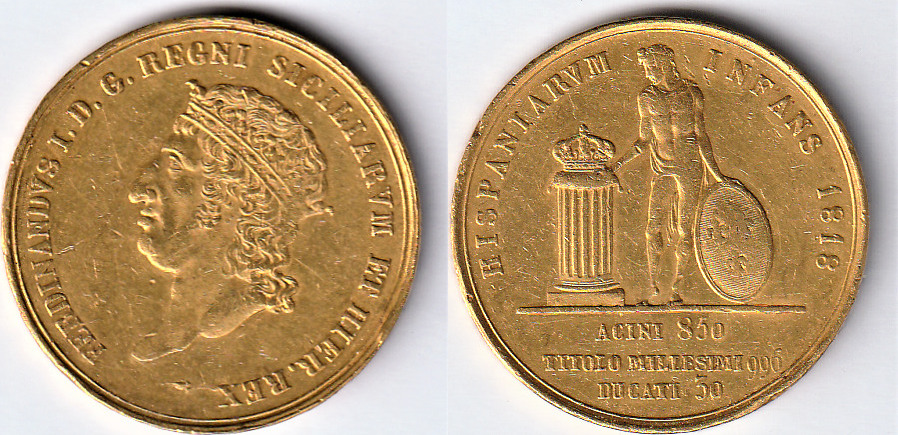 Italien, 30 Ducati,Neapel,selten, 1818, Neapel und Sizilien,Ferdinand I