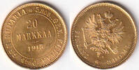 Finnland, 20 Markkaa, 1913, Zar Nikolaus II., 1894-1917, vorzüglich-stempelglanz,