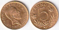 Schweden, 5 Kronen, 1920, König Gustaf V.,1907-1950, vorzüglich-stempelglanz,