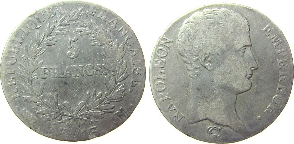 Frankreich 5 Francs 17991804 An 13 Ag Napoleon Empereur, M (Toulouse