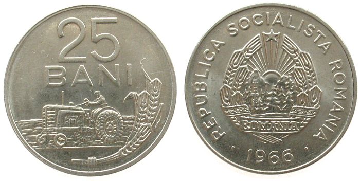 Rumänien 25 Bani 1966 Ni-St. vz-unc | MA-Shops