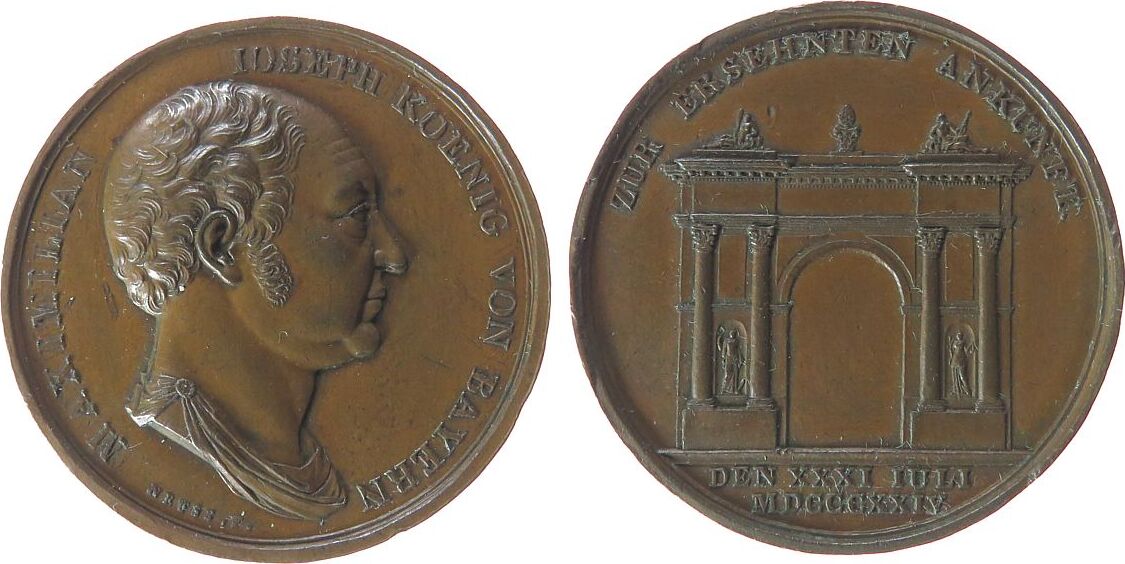 vor 1914 Medaille 1824 Bronze Maximilian I. Joseph (1806 1825) auf