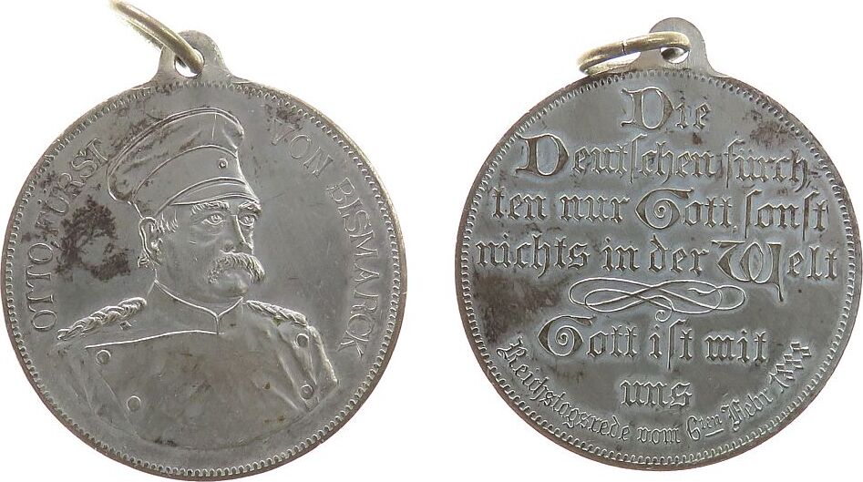 Medaillen tragbare Medaille 1888 Bismarck (18151898) auf die Reichstagsrede, Brustbild nach