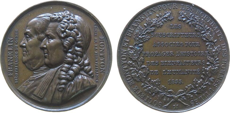 Médaille Bronze Études Historiques 1833-1933 – Boîte D'origine, Très Bon état
