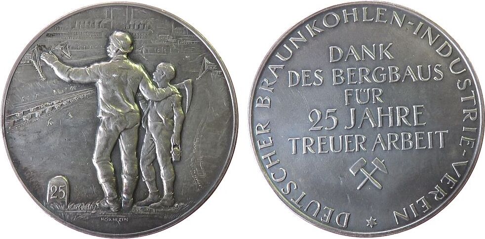 Bergbau Verdienstmedaille 1926 o.J. Silber Deutscher Braunkohlen