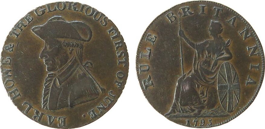 GB Großbritannien ab 1708 1/2 Penny Token 1795 Kupfer John Stride's ...