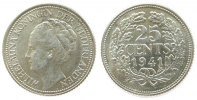 Niederlande 25 Cent Ag Wilhelmina I, Schulman 875 -