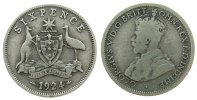 Australien 6 Pence 1924 Ag Georg V s/ss