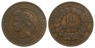 Frankreich 10 Centimes Br Ceres, A (Paris), kleiner Randstoß -