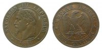 Frankreich 2 Centimes Br Napoleon III,Mzz: A, Le Franc 180/2, Buste provisoire, kleiner Randstoß, kleiner Schrötlingsfehler -