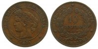 Frankreich 10 Centimes Br Ceres, A (Paris), kleiner Randfehler -
