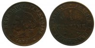Frankreich 1 Centime Br Dritte Republik, Mzz: A, ungleichmäßige Patina -