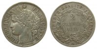 Frankreich 2 Francs Ag Ceres, A (Paris), Druckstelle -
